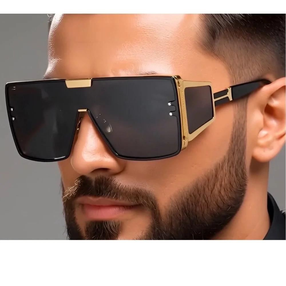 Men Statement Shield Sunglasses Bold Futuristic Design Shades Ladys Modern Gafas